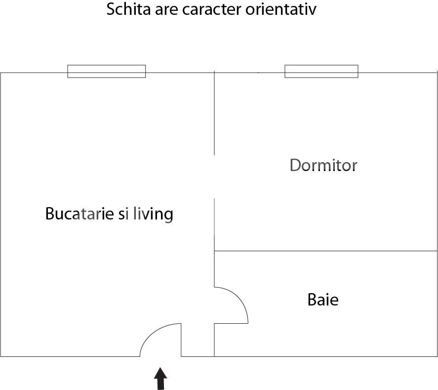 Apartament de 2 camere, 38.5 mp, zona Podul de Fier