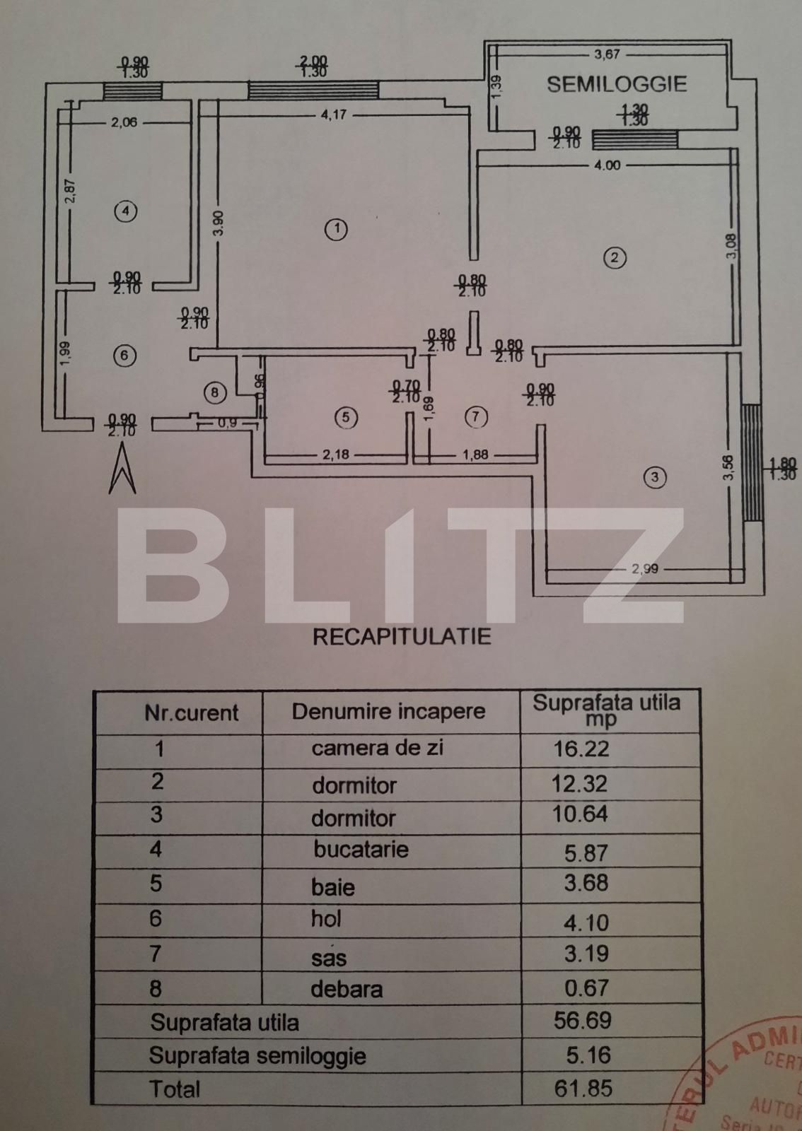 Apartament cu 3 camere, etaj intermediar, ultracentral, zona Palas