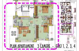 Apartament de 3 camere, 66.85 mp utili si balcon de 34.25 mp, zona Pacurari