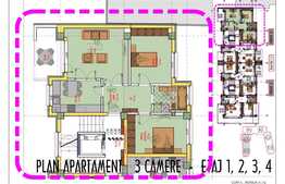 Apartament de 3 camere, decomandat, 92 mp, zona Pacurari