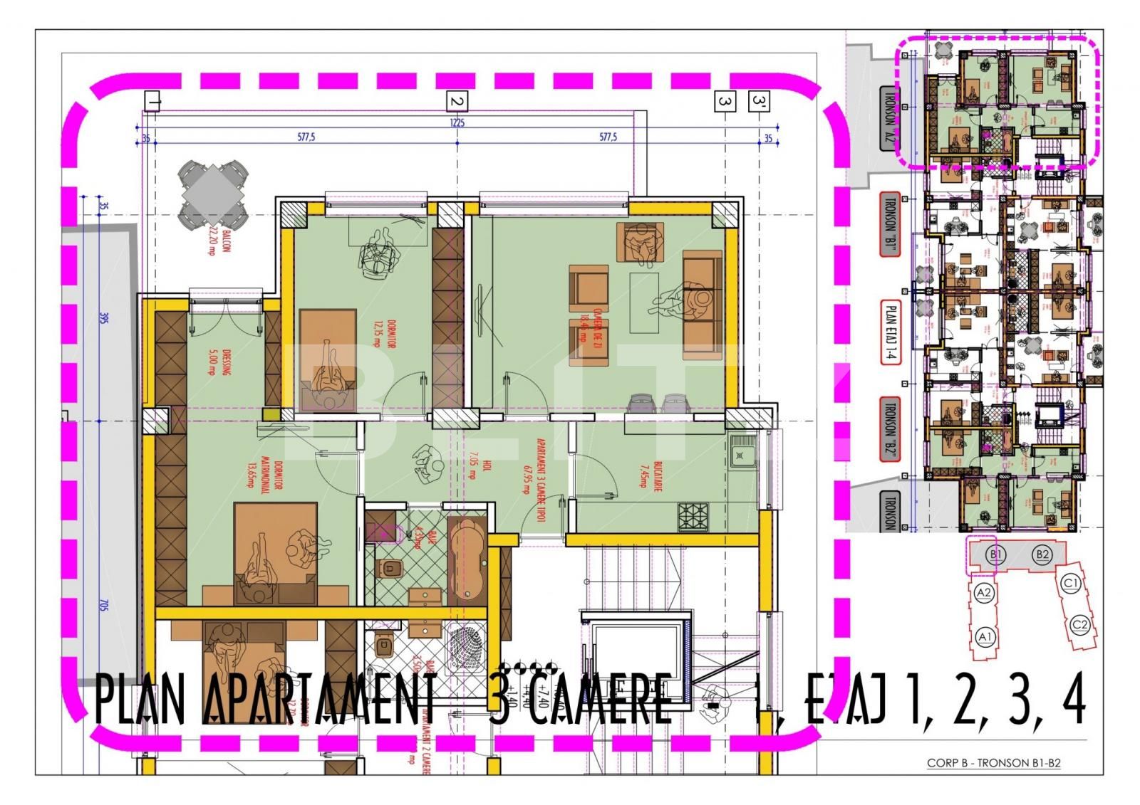 Apartamentnou de 3 camere, 69 mp, decomandat, capat Pacurari
