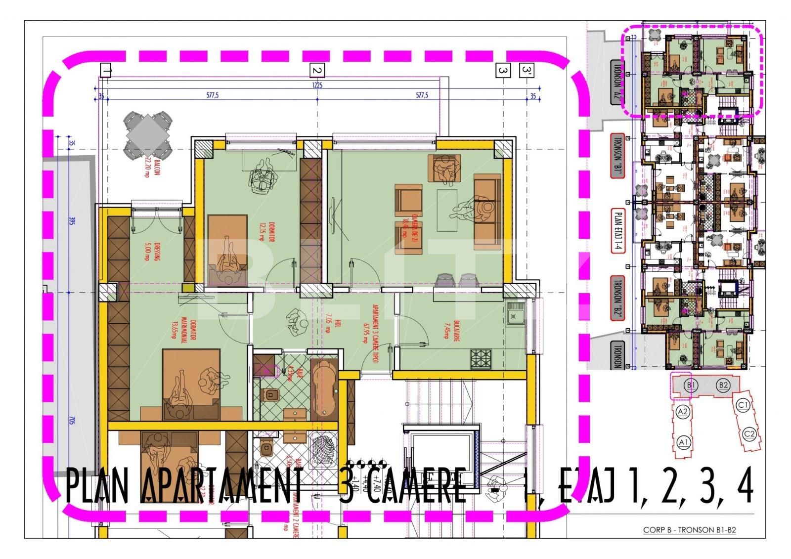 Apartament de 3 camere cu balcon de 20.22 mp, zona Pacurari