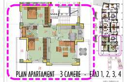 Apartament 3 camere, decomandat, 66.85 mp, terasa 37.95 mp, zona Pacurari