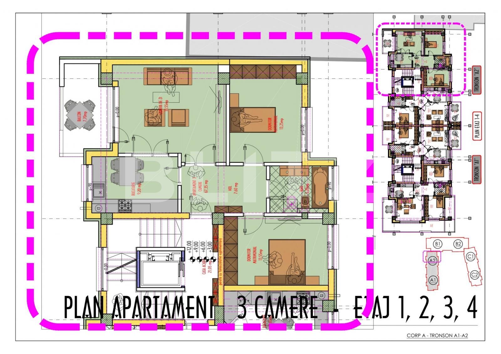 Apartament nou de 3 camere, 76 mp, capat Pacurari 