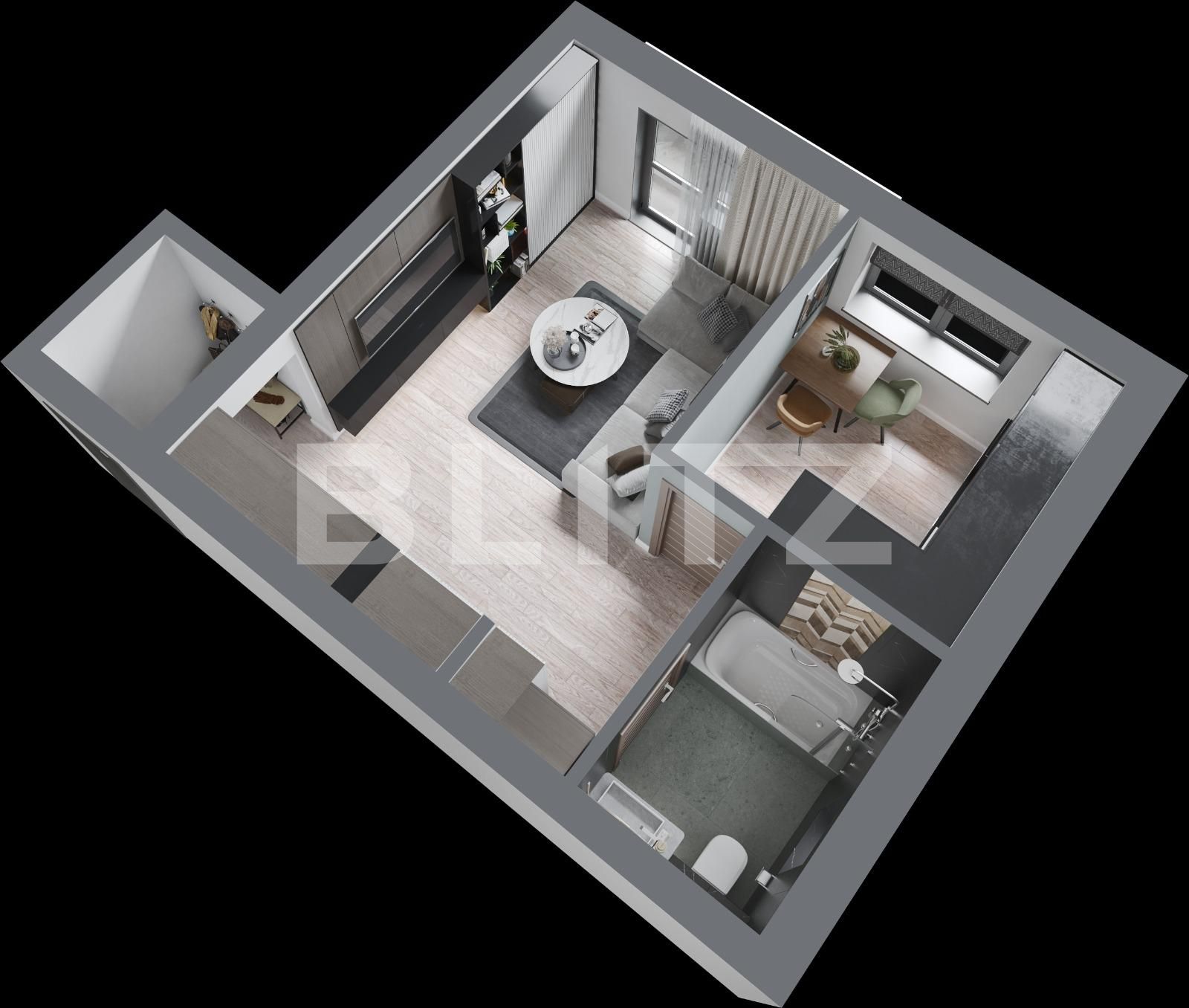 Apartament premium cu sistem smart home, 1 camera, 41 mp, intr-un cartier rezidential