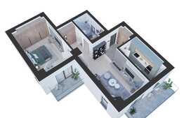 Apartament nou decomandat de 2 camere, 72 mp, 2 balcoane, Nicolina