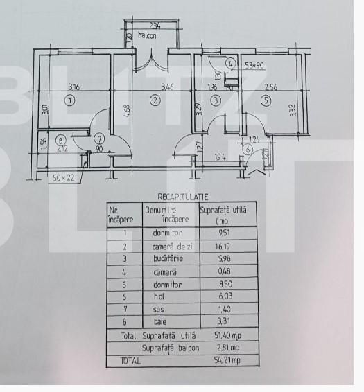 Apartament de vanzare 3 camere, 55 mp, Cantemir