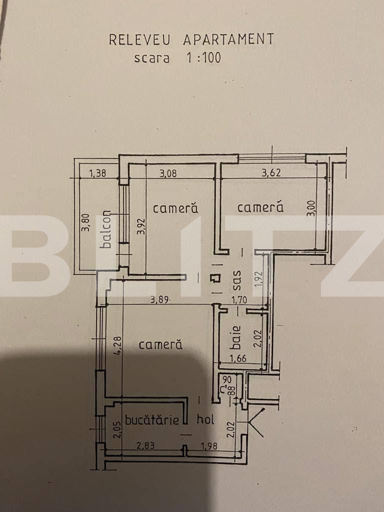 Apartament 3 camere, semidecomandat, 62 mp! Oportunitate! 