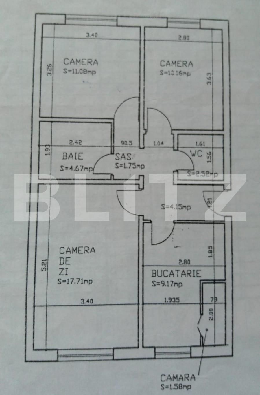 Apartament de 3 camere, 77 mp, zona Galata
