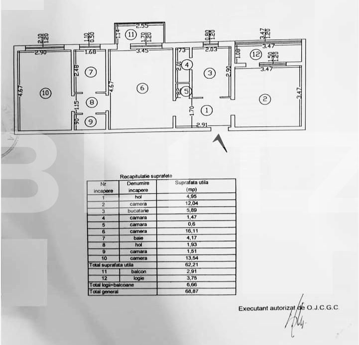 Apartament 3 camere, semidecomandat, 68 mp, etaj intermediar, Podu Ros