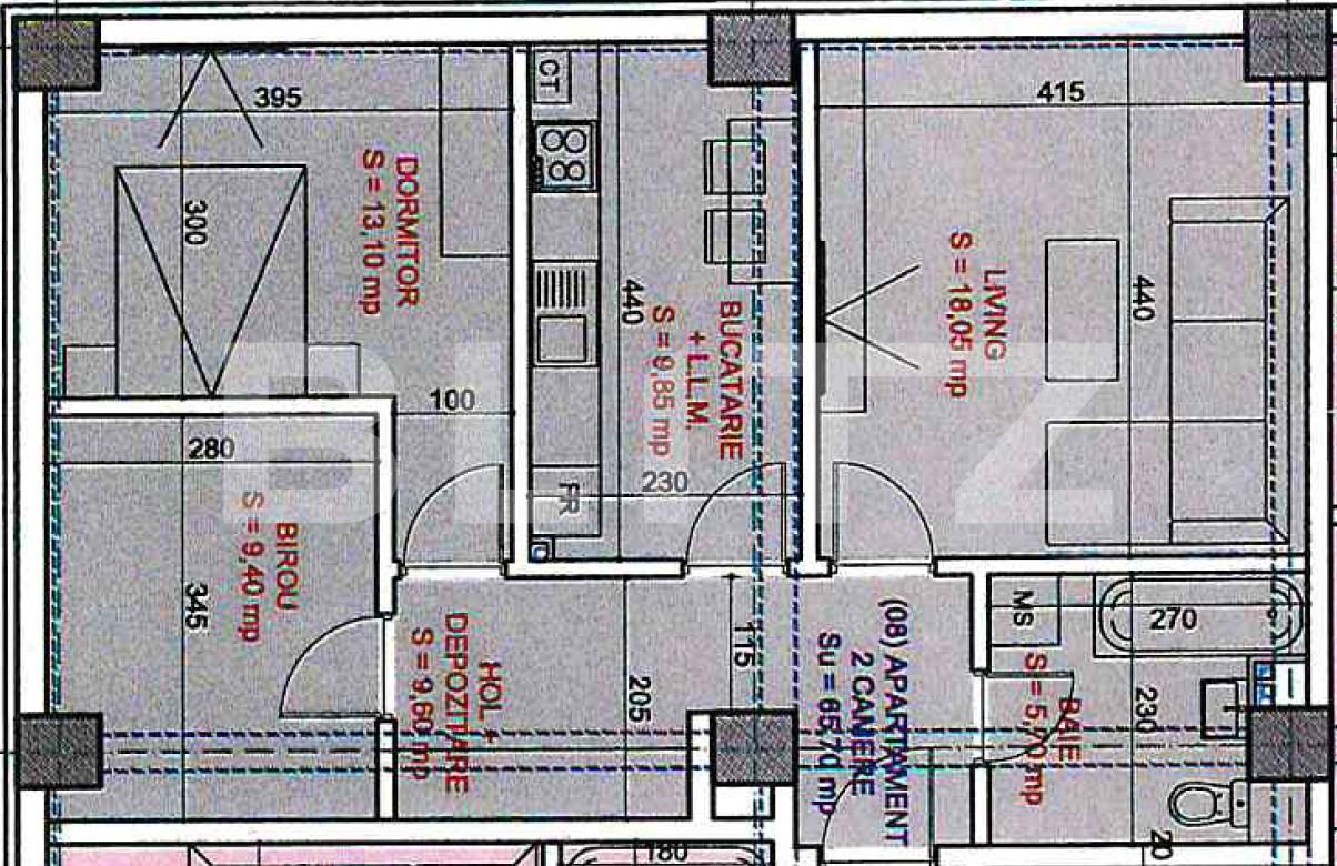 Apartament 3 camere 65.70 mp, etaj intermediar, zona Bucium 