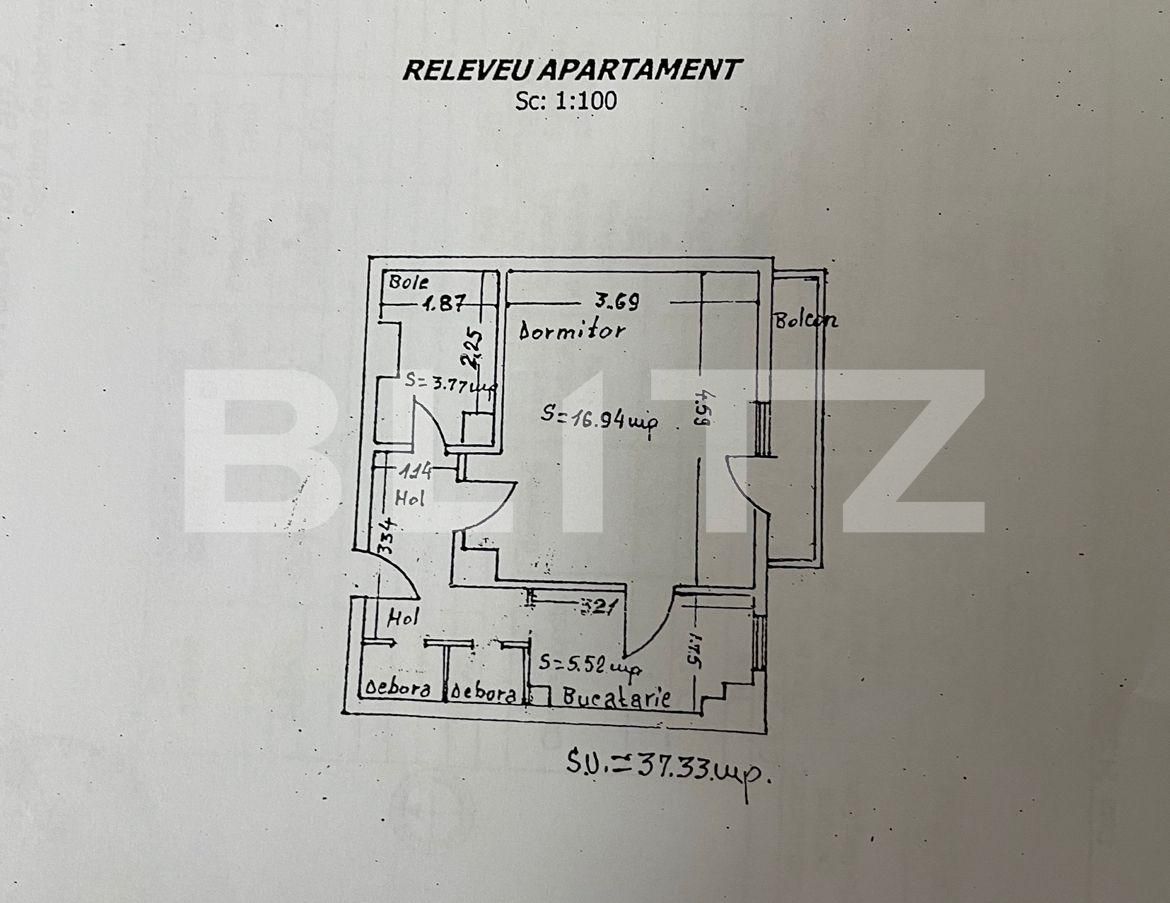 Apartament 1 camera, 42 mp, decomandat, Rond Vechi CUG