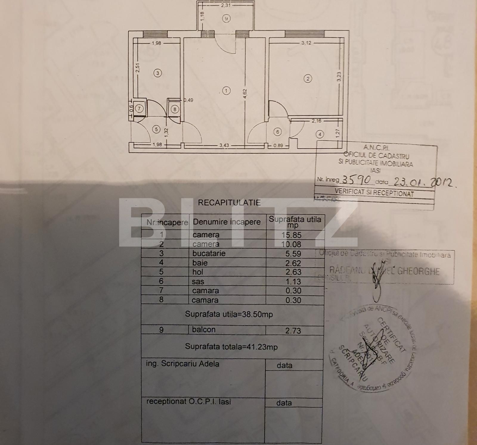 Apartament de 2 camere, 41 mp, zona Mircea cel Batran