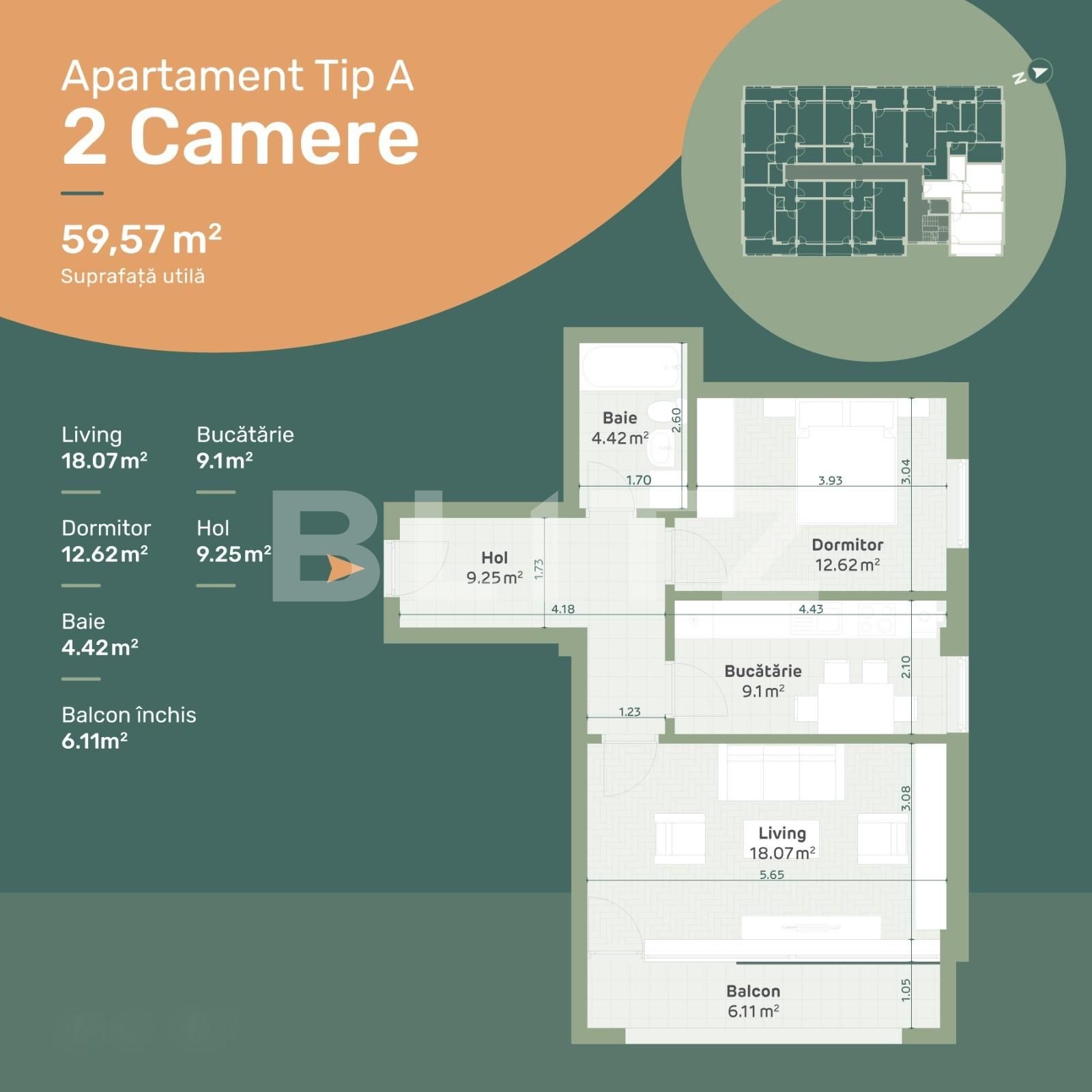 Apartament de vânzare 2 camere Hlincea - 96323AV | BLITZ Iași | Poza1