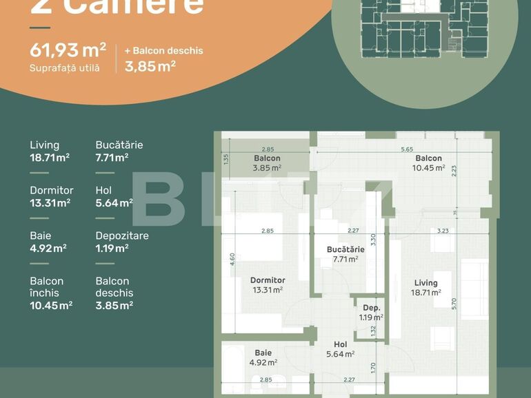 Apartament de vânzare 2 camere Hlincea - 96324AV | BLITZ Iași | Poza1