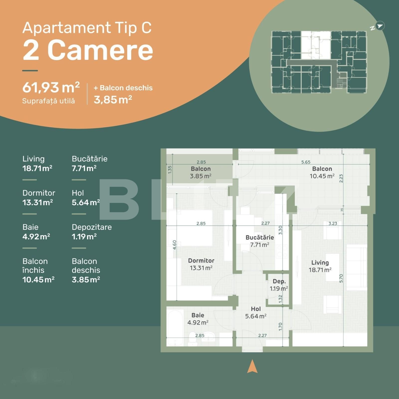 Apartament de vânzare 2 camere Hlincea - 96324AV | BLITZ Iași | Poza1