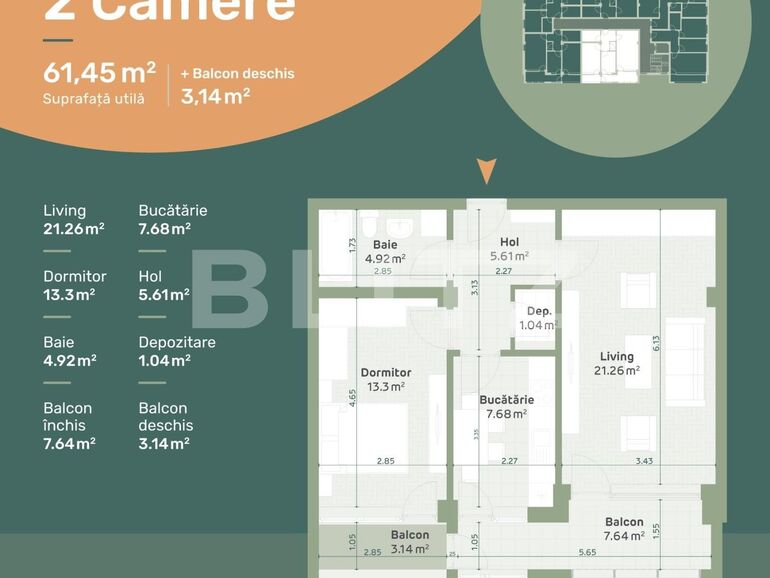 Apartament de vânzare 2 camere Hlincea - 96328AV | BLITZ Iași | Poza1