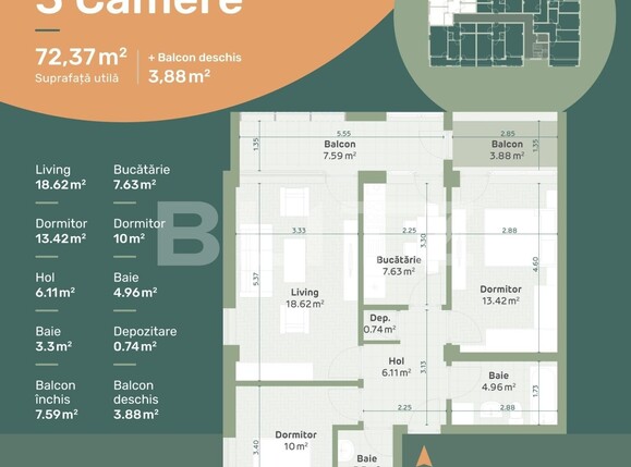 Apartament de vânzare 3 camere Hlincea - 96330AV | BLITZ Iași | Poza4