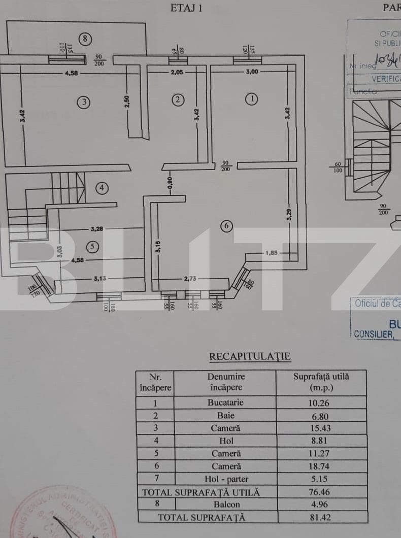 Apartament deosebit de 3 camere, 81 mp+parcare, in Miroslava 