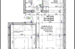 Apartament 2 camere semi-finisat, 46.66 mp utili, complex rezidential in Nufarul