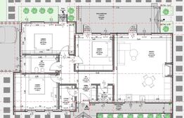Casă nouă mediteraneană pasivă în natură cu 3 camere de 105 mp utili, teren de 630 mp și drum privat