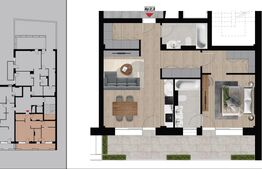 Apartament cu 2 camere, 60,10 mp, bloc nou, Etajul 2, Zona Dacia