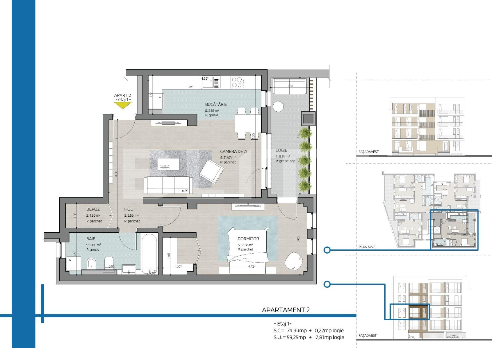 Apartament de vânzare 2 camere Lotus - 74580AV | BLITZ Oradea | Poza1