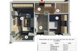 Apartament cu 2 camere, decomandat, 60 mp