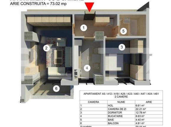 Apartament de vânzare 2 camere Razboieni - 100010AV | BLITZ Pitești | Poza1