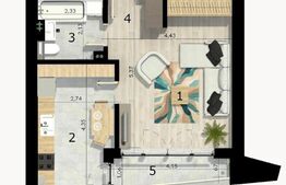 Studio, 39 mp, balcon, cartier Craiovei 