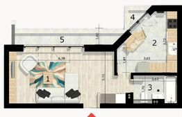 Studio, 37mp, balcon, cartier Craiovei 