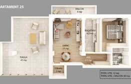 Apartament 2 camere, 60 mp, ECHO Gavana