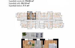 Apartament cu 2 camere, 55 mp, parter, Albert