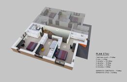 Duplex 4 camere, suprafata utila 122mp, teren util 120mp, Bucov