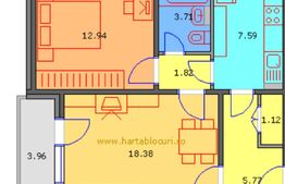 Apartament 2 camere, 55 mp total, zona de Vest
