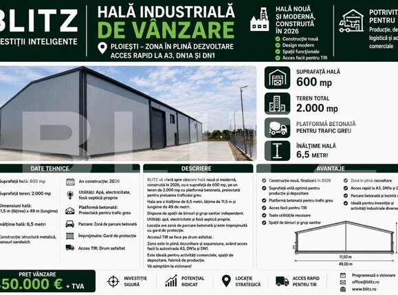 Spațiu industrial de vânzare Brazi - 190856SVI | BLITZ Ploieşti | Poza1