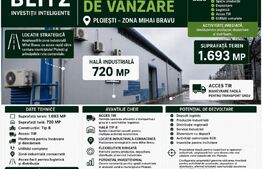 Hala moderna, pod rulant, 720 mp, platforma betonata 1700mp PLOIESTI