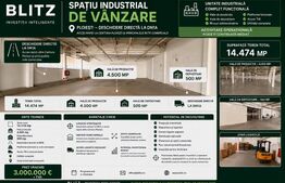 Hala de productie, spatii depozitare, parcare, cladire cu birouri, teren 14474mp
