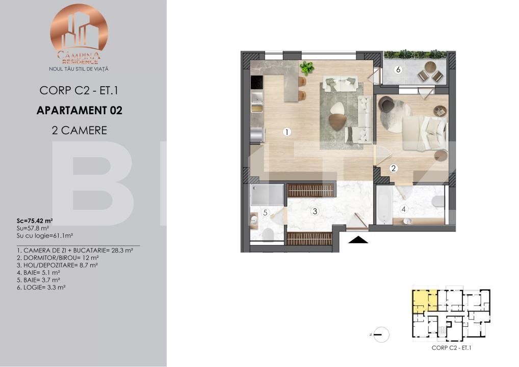 Apartament de vânzare 2 camere Campina - 197829AV | BLITZ Ploieşti | Poza2