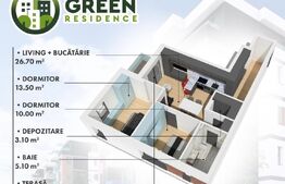 Apartament 3 camere 65,68 mp Green Residence