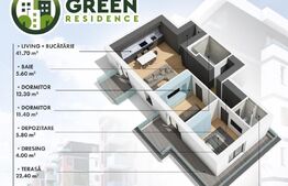 Penthouse ,3 camere , 115 mp , Green Residence