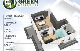 Penthouse 2 camere | 54 mp | Green Residence