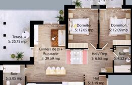 Apartament cu 3 camere, 73 mp, zona Micro 16  