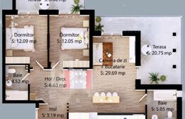 Apartament cu 3 camere, 73 mp, zona Careiului 