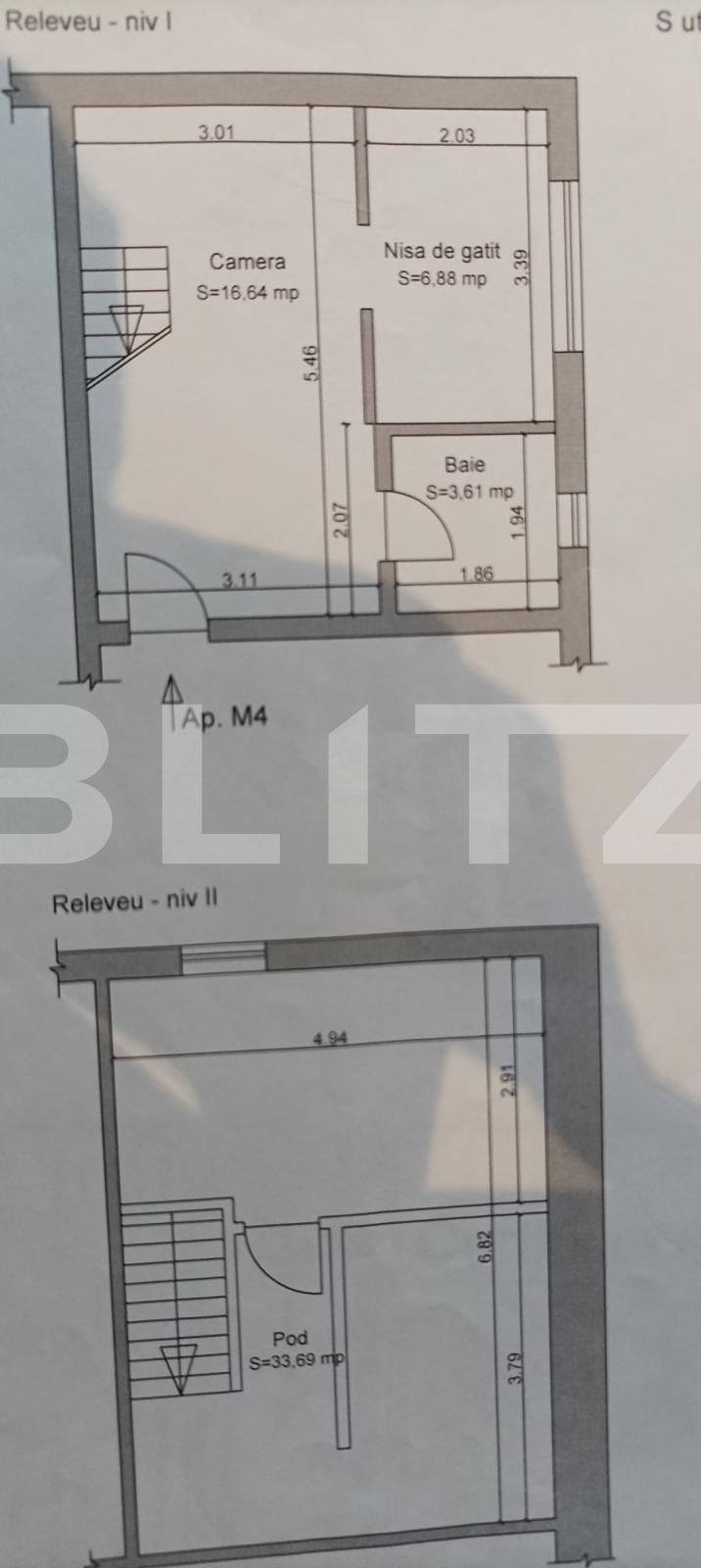Apartament 2 camere, pe 2 niveluri, 61 mp, zona Compa