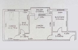 Apartament cu 2 camere, 56 mp, semidecomandat, Hipodrom 3