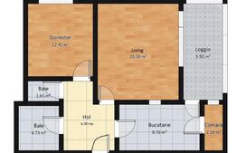 Apartament 2 camere, decomandat, 54mp, zona Strand