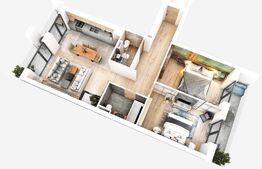 Apartament 3 camere, decomandat, 59mp