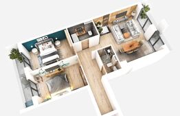 Apartament 3 camere, decomandat, 59mp