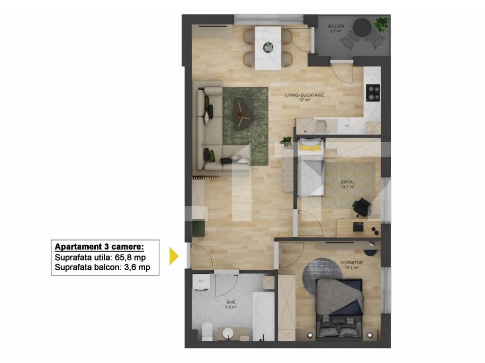 Apartament de vânzare 3 camere Doamna Stanca - 155711AV | BLITZ Sibiu | Poza1